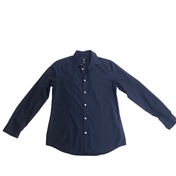 H&M Other - H&M Navy Blue Slim Fit Button-Down Long Sleeve Collared Easy Iron Dress Shirt